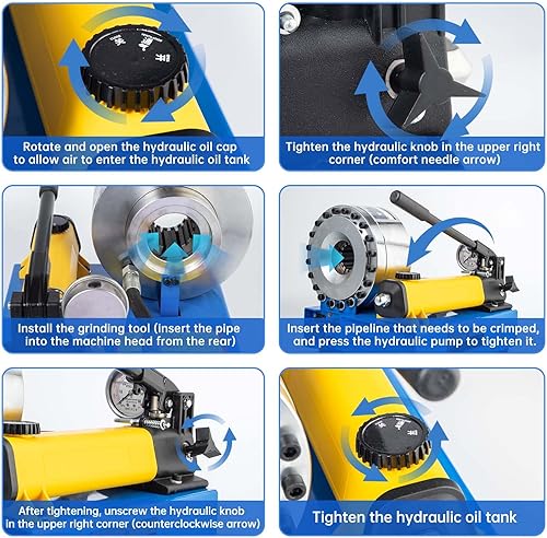 Miniatura 5 de Flame Dark Máquina prensadora hidráulica accionada manualmente, la opción engancha conjuntos de manguera trenzada simple y doble con diámetros de