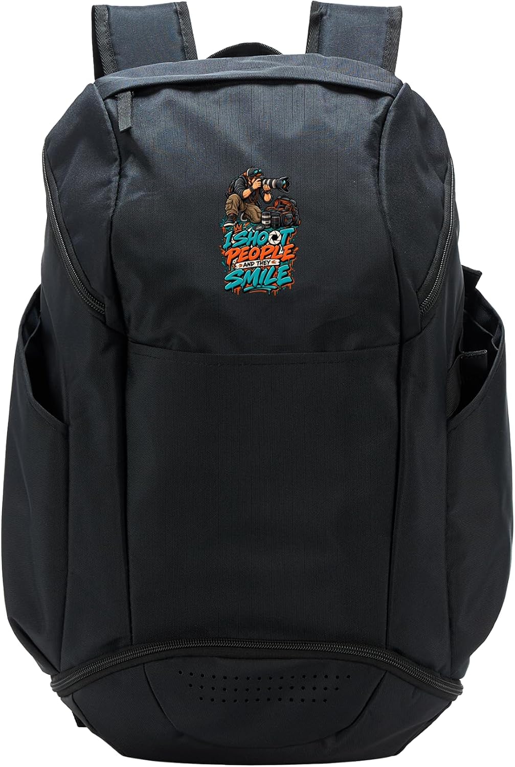 I Shoot People And They Smile Funny Photographer Saying Sport Backpack