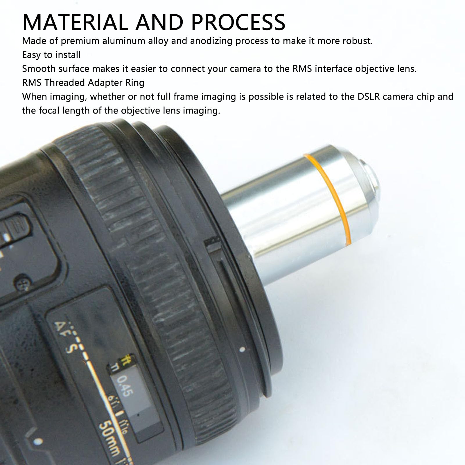 Sxhlseller Anello Adattatore per Fotocamera per Obiettivi Teleobiettivi, Anello Adattatore Filettatura RMS in Lega di Alluminio, Anello Adattatore per Obiettivo Microscopio (42 mm)