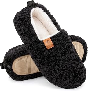 EverFoams Women’s Soft Curly Slippers Memory Foam Lightweight House Shoes