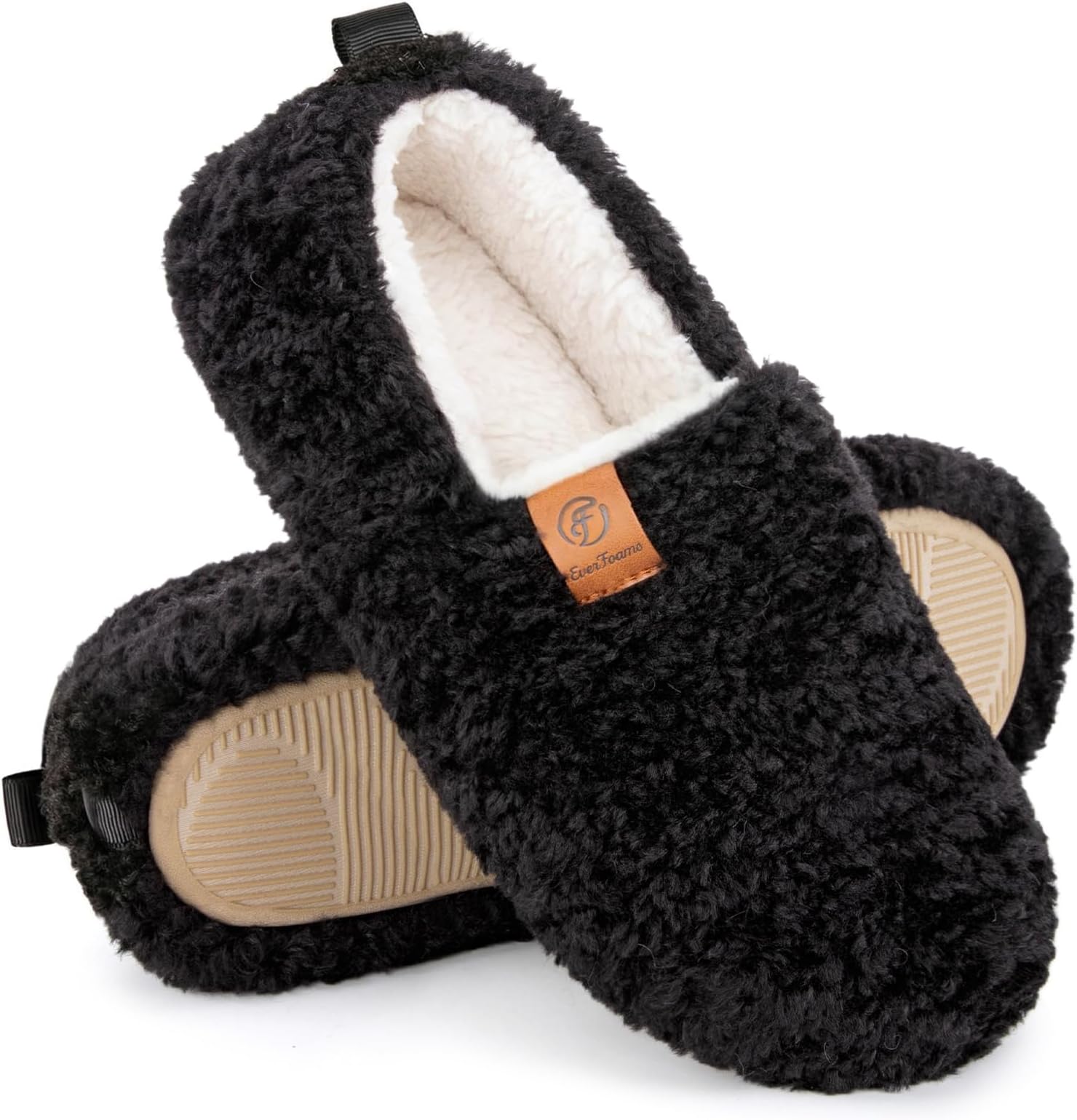 EverFoams Damen Winter Warme Hausschuhe Kunstwolle Memory Foam Geschlossen Pantoffeln