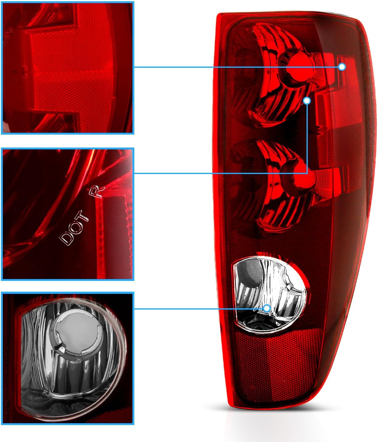 AmeriLite Red Replacement Brake Tail Lights Set For 2004-2012 Chevy Colorado/GMC Canyon - Passenger and Driver Side