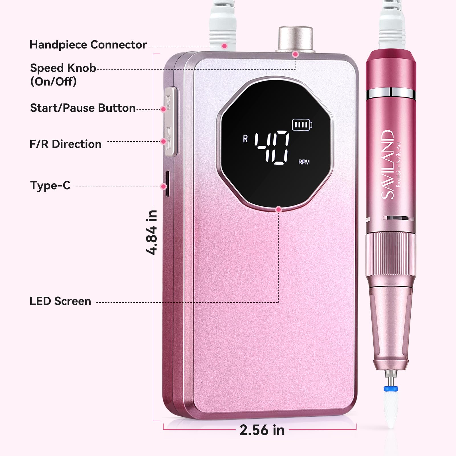SAVILAND Professional Nail Drill 40000RPM Electric Nail File