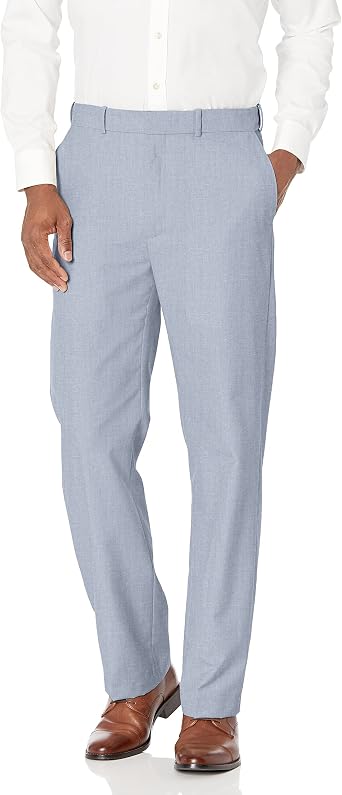 Savane Mens Flat Front Textured Linen Pants
