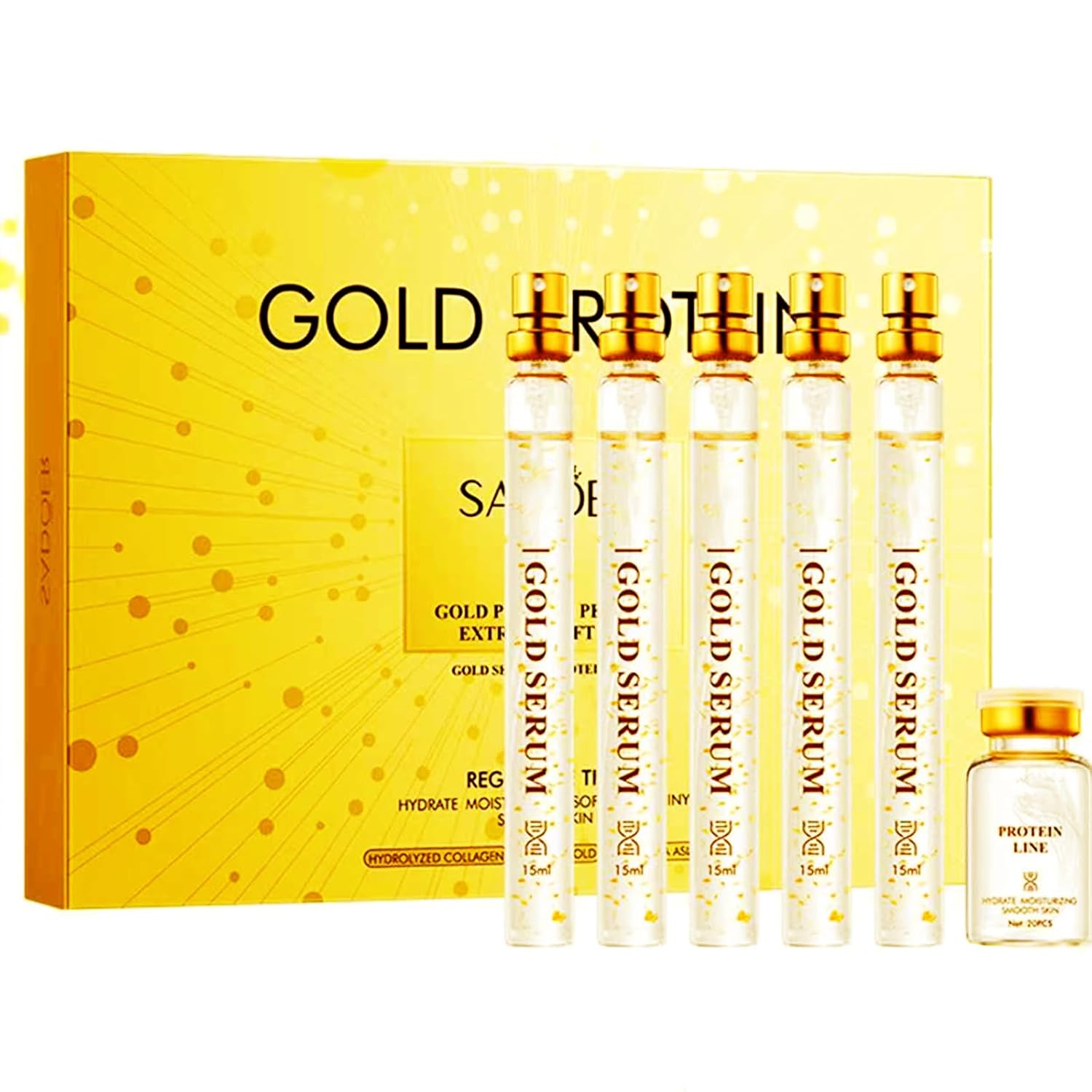 xinxinghualing Silk Protein Thread Lifting Set, Collagen Serum for Face With Soluble Protein Silk & Nano Gold Essence, Absorbable Collagen Thread for Lifting, Smooth Lines & Firm Fine Lines (With 1 X Protein Thread) 20pcs