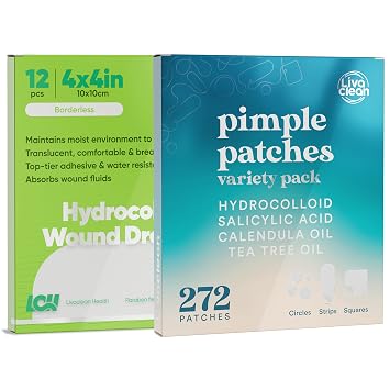 LivaClean Variety + Hydrocolloid Wound Dressing 4x4 Bundle