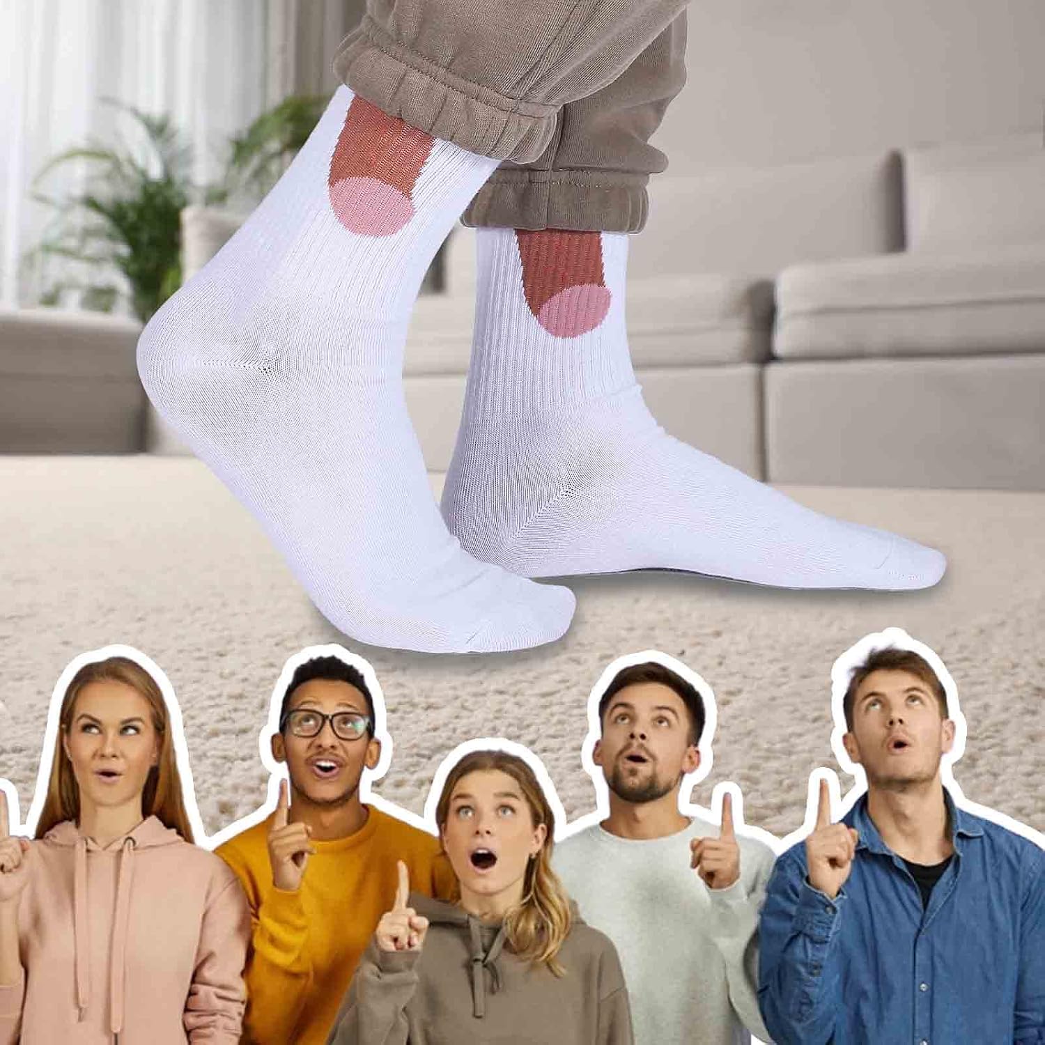 Show off Funny Colorful Novelty Socks ，Gag Christmas Brithday Gifts for Men and Women New Year