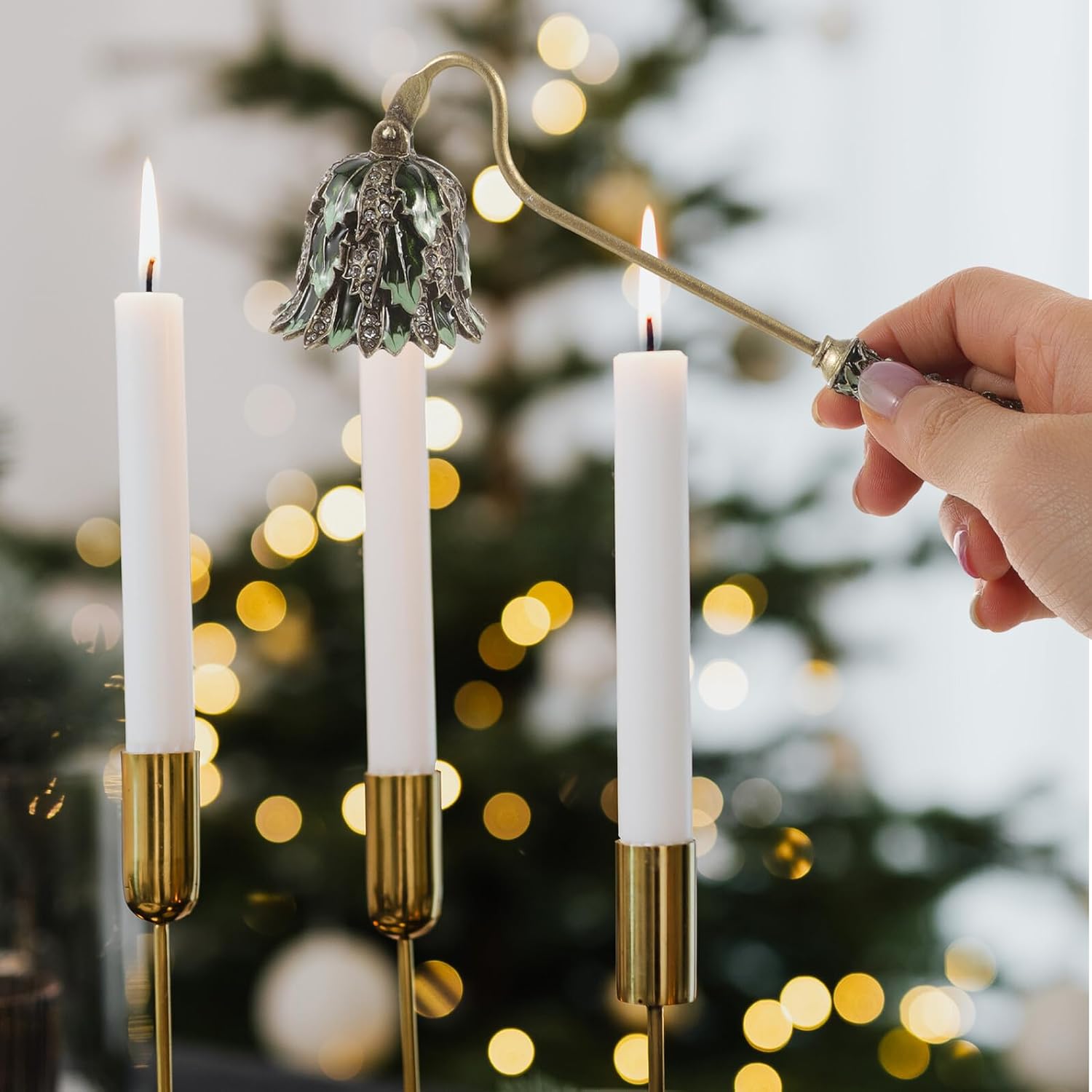 Long Handle Candle Snuffer with Ergonomic Handle Safe Extinguisher for Scented Tea Light Aromatherapy Candles Stylish Home Accessory for Weddings Parties and Everyday Use