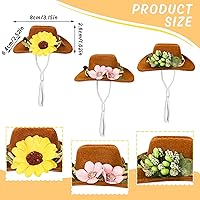 Vista 2 de Whaline 3 sombreros de animales pequeños, sombreros de hámster, pollo, mini vaquero, sombreros de flores, hojas marrones, conejillo de indias