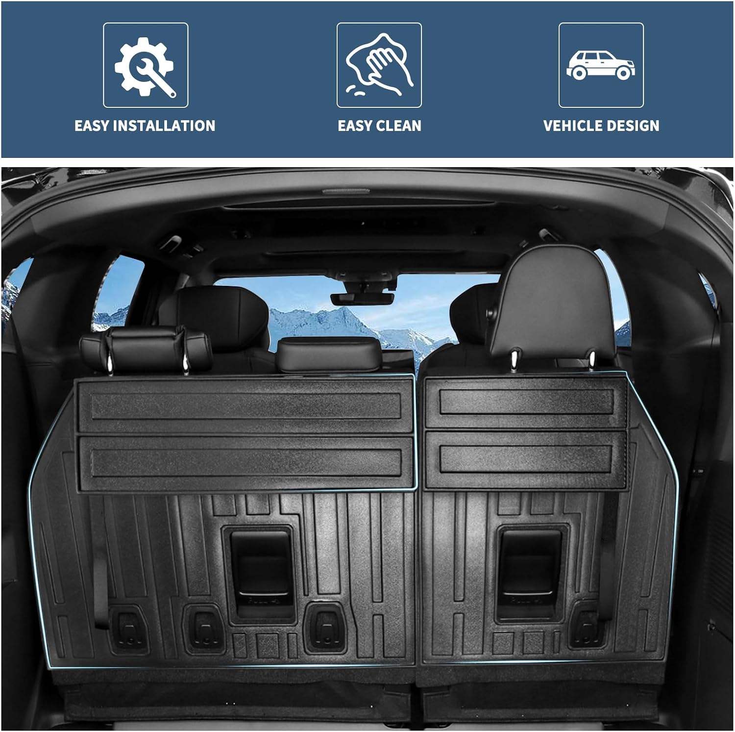 Vanseno Compatible for 2021-2025 2026 Toyota Sienna Backrest Mat Back Seat Protector All Weather Mat for 2021 2022 2023 2024 2025 2026 Toyota Sienna Accessories (7/8 Seater with Spare Tire)