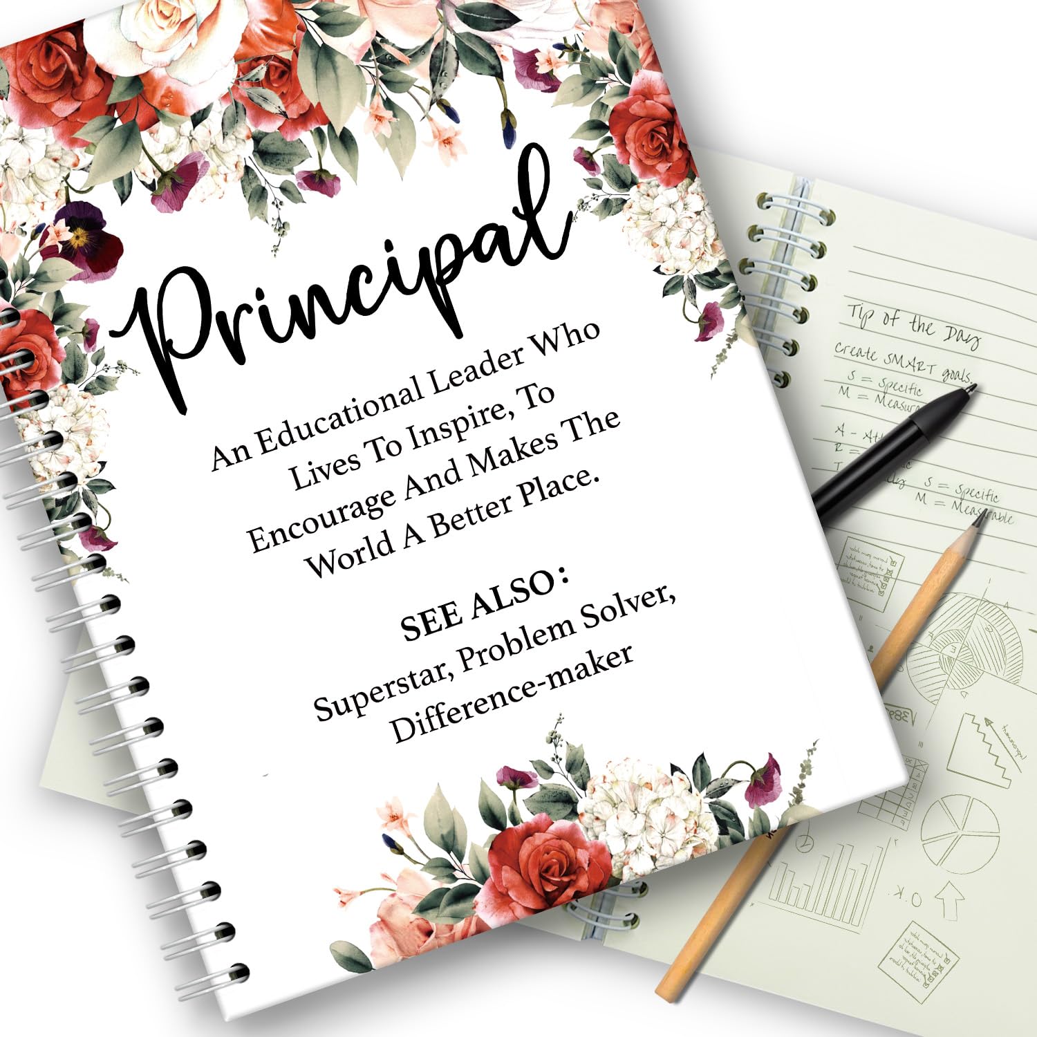 XKZGSZB Principal Definition Funny Hardcover Spiral Notebooks With 160 Pages，Work Plan Notebook,Writing Notebooks,Thank you Principal Gift,Principal