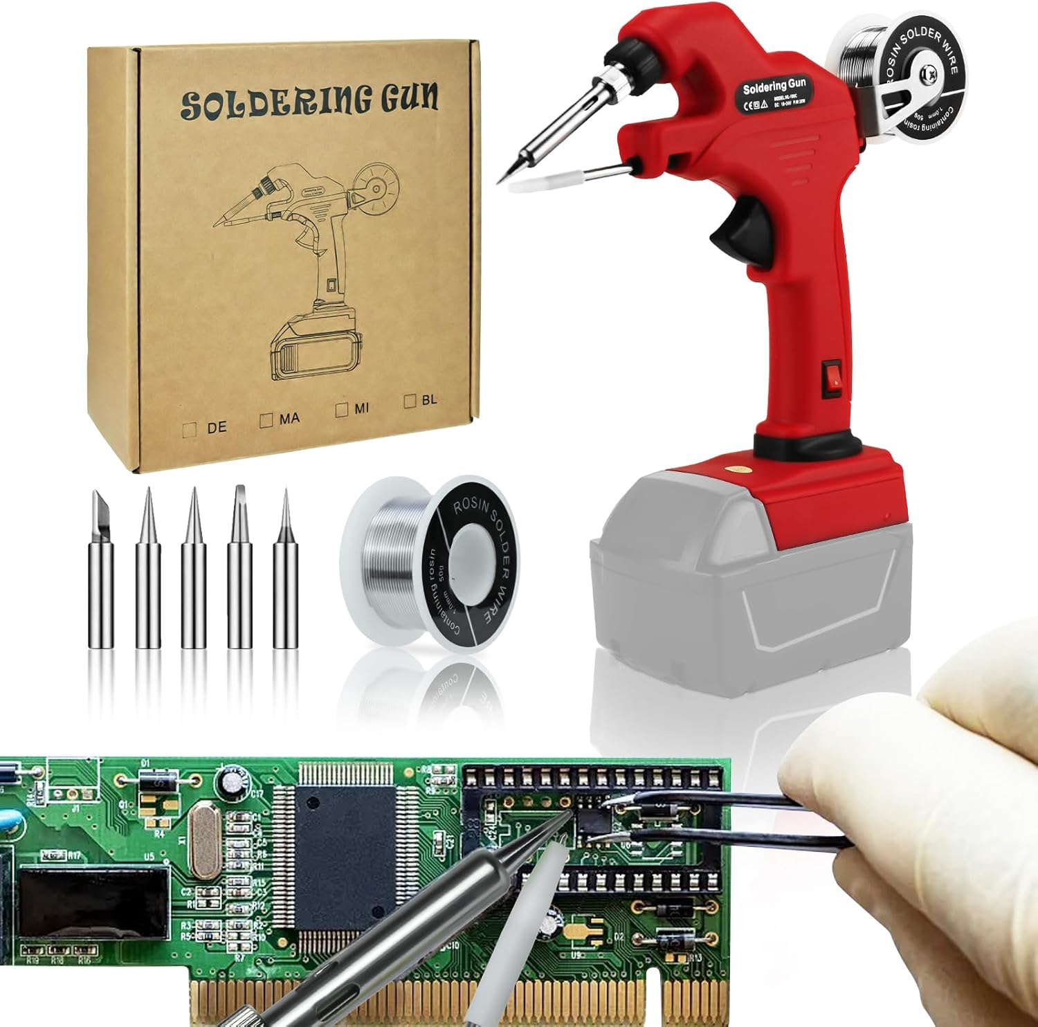 Cordless Soldering Iron Kit, Suitable for Milwaukee M18 18V Liion