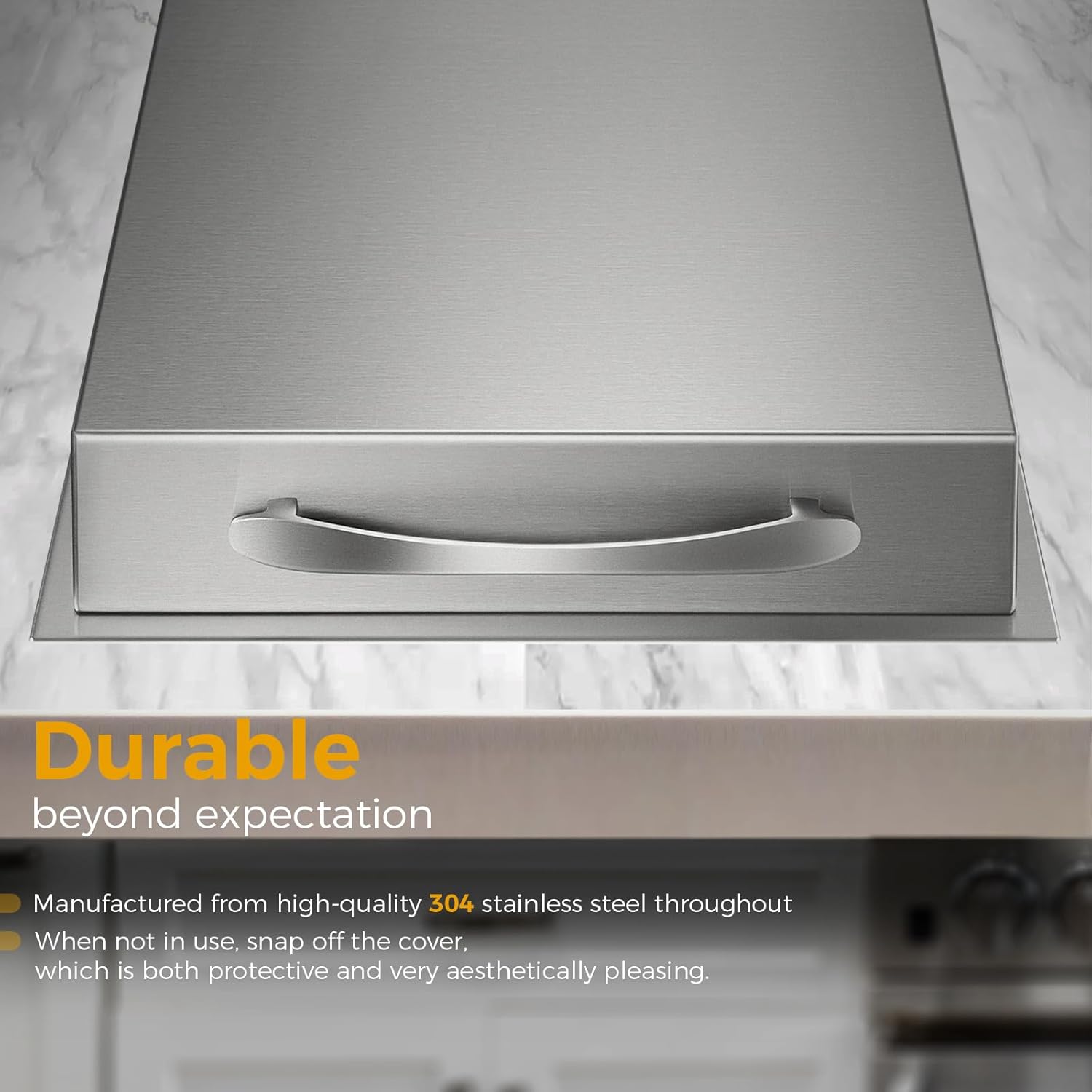Outdoor Grill Drop-in Gas Single Side Grill Burner, 304 Stainless Steel, Natural Gas Built-in Side Burner