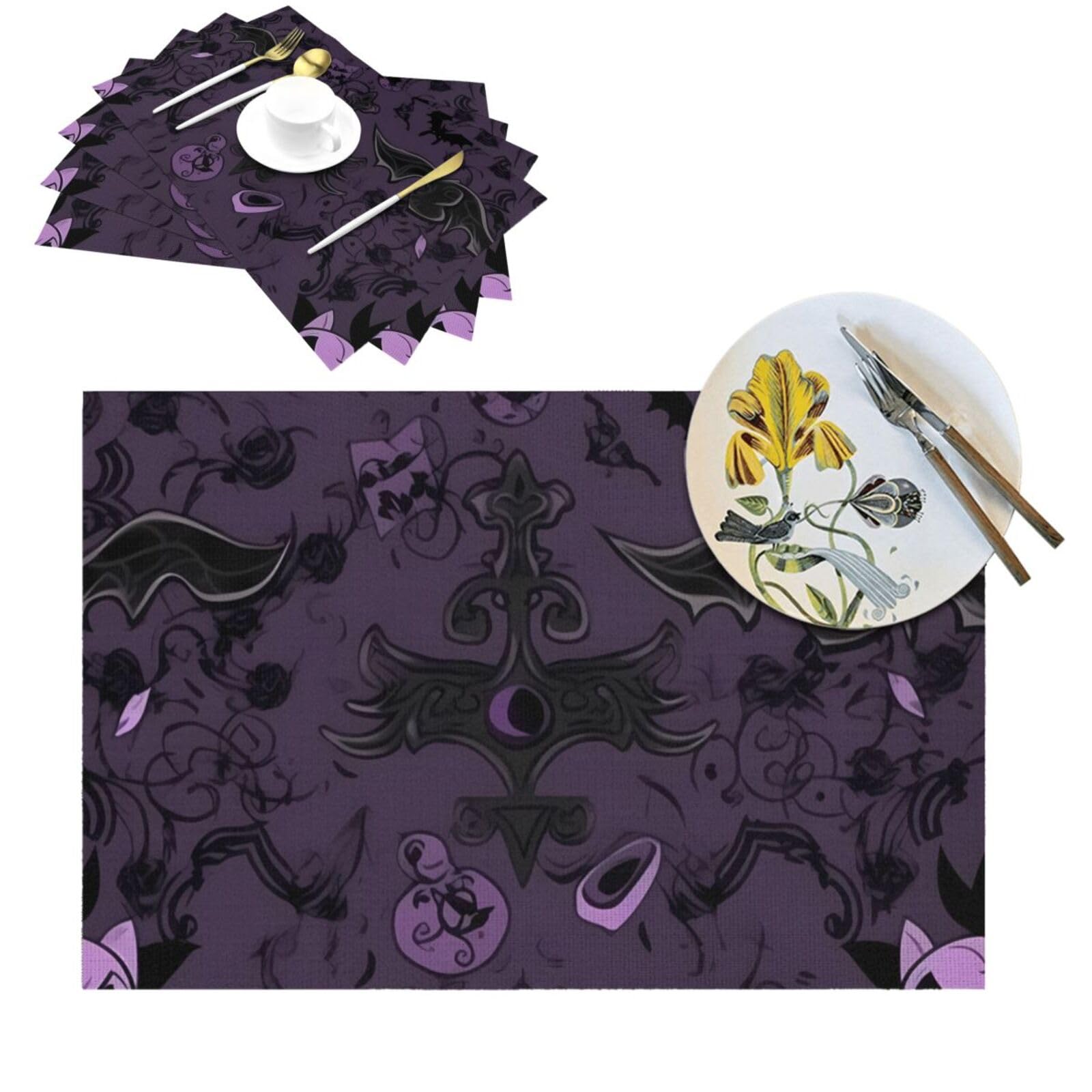 Tapis de table violet et noir gothique pour sublimer vos repas de cuisine et terrasses d'extérieur