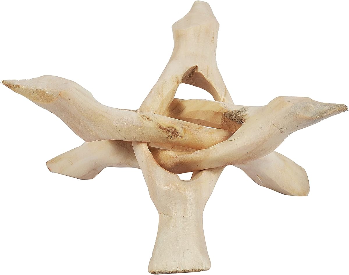 Indian Consigners Cobra Wooden Tripod Stand (Natural, 4 Inches)