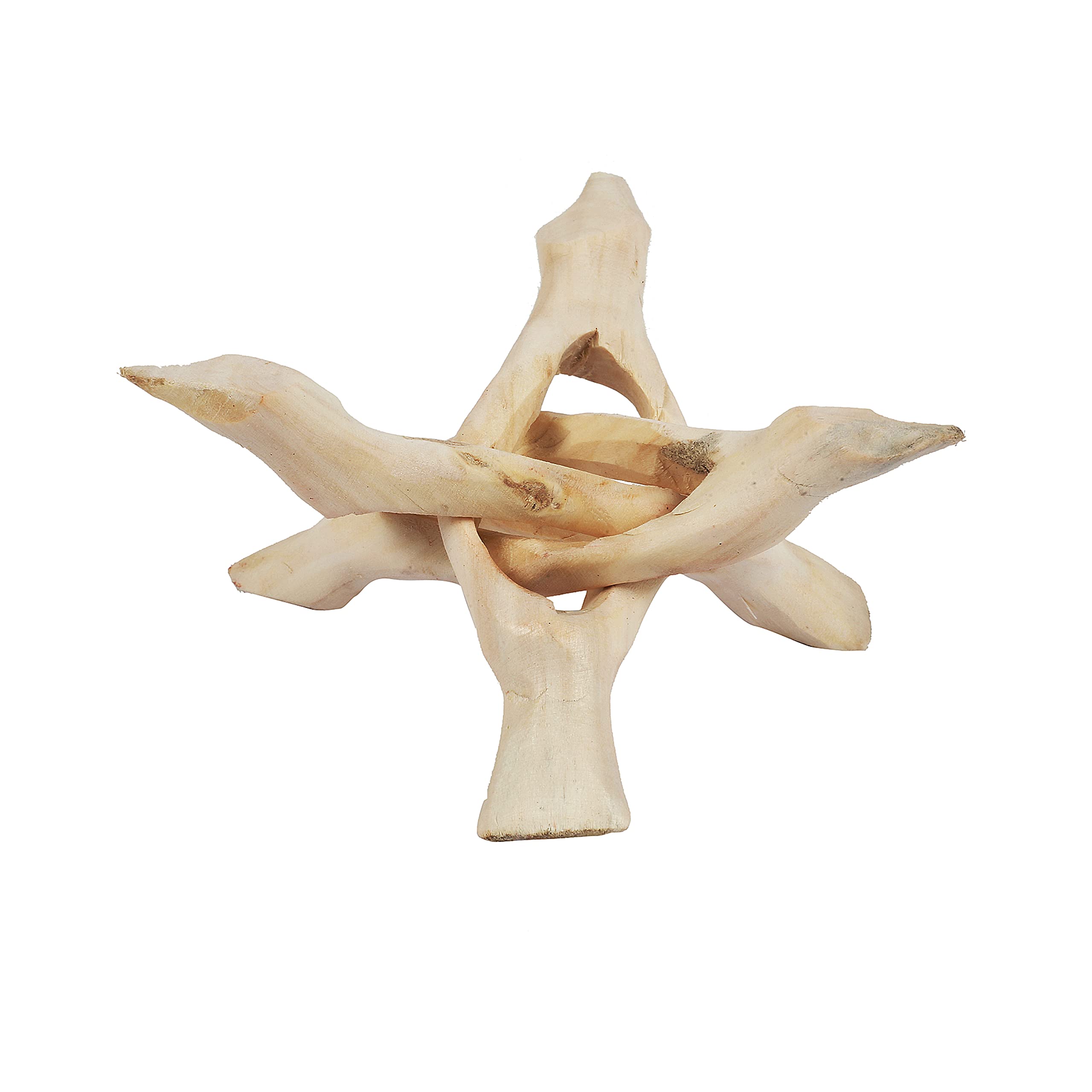 Indian Consigners Cobra Wooden Tripod Stand (Natural, 4 Inches)