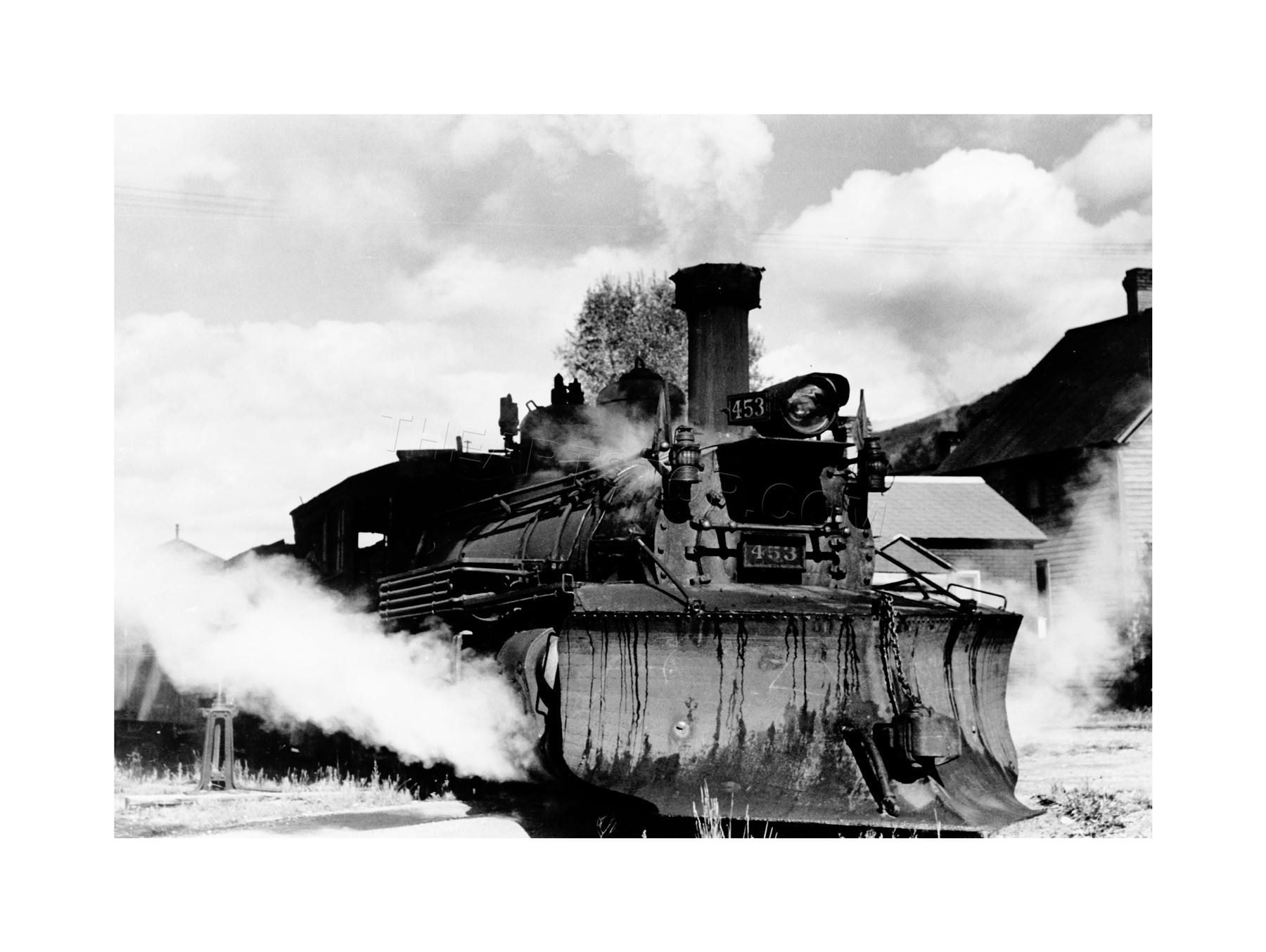 Wee Blue Coo Photo B&W Train Locomotive Snowplow Railroad Colorado Wall Art Print