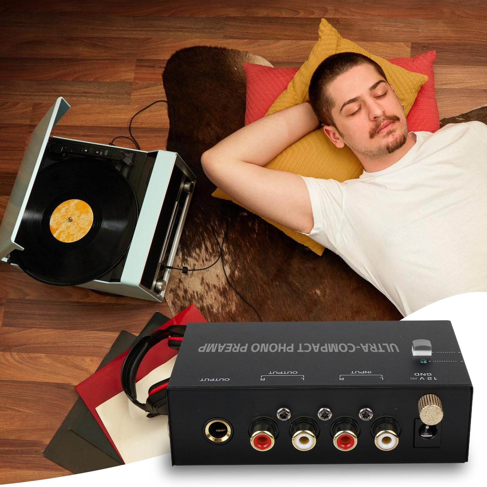 Phono Preamplificatore per Giradischi, Preamp con Adattatore DC 12V