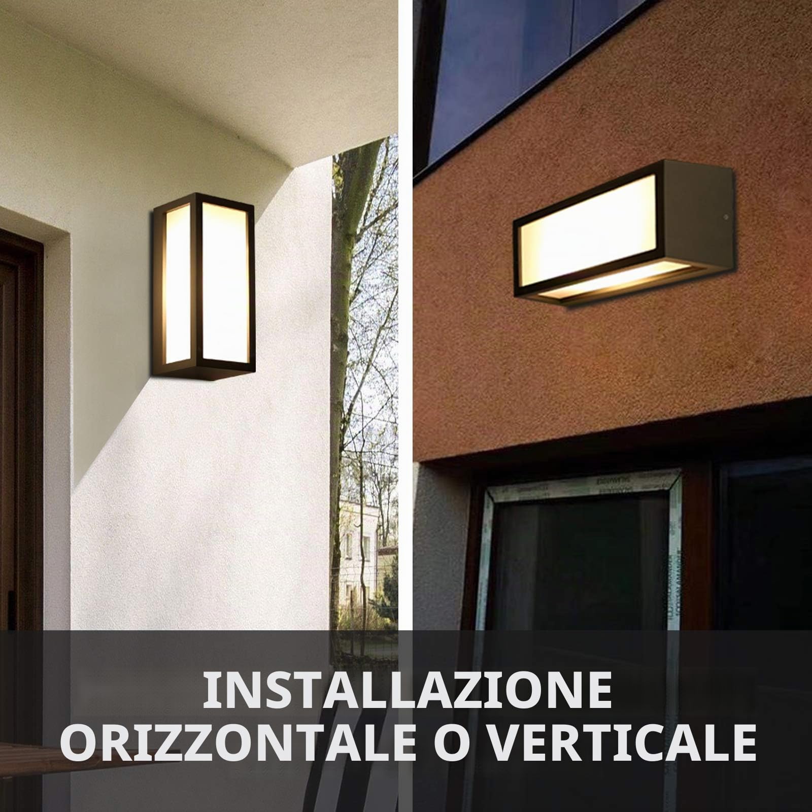 HLFVLITE Applique da Esterno, Lampada da Parete in Alluminio con Attacco E27 Max 40W, Impermeabile IP54, Grigio Antracite