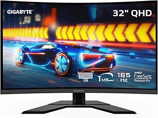 GIGABYTE G32QC A (32" 165Hz 1440P Curved Gaming Monitor, 2560 x 1440 VA 1500R, 1ms (MPRT) Response Time, 93% DCI-P3, VESA ...