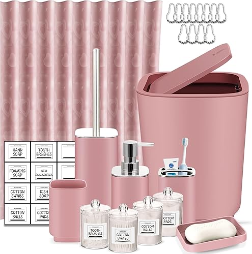 Miniatura 8 de Accesorios de baño verdes, juego de baño de 11 piezas, bandeja, soporte para cepillos de dientes, taza para cepillos de dientes, dispensador de