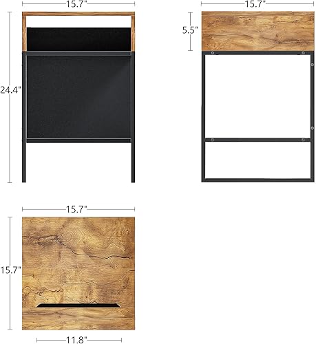 Miniatura 3 de CubiCubi Mesa auxiliar con compartimento de almacenamiento, mesa auxiliar pequeña, archivador rústico, gestión de cables, mesita de noche, sala de