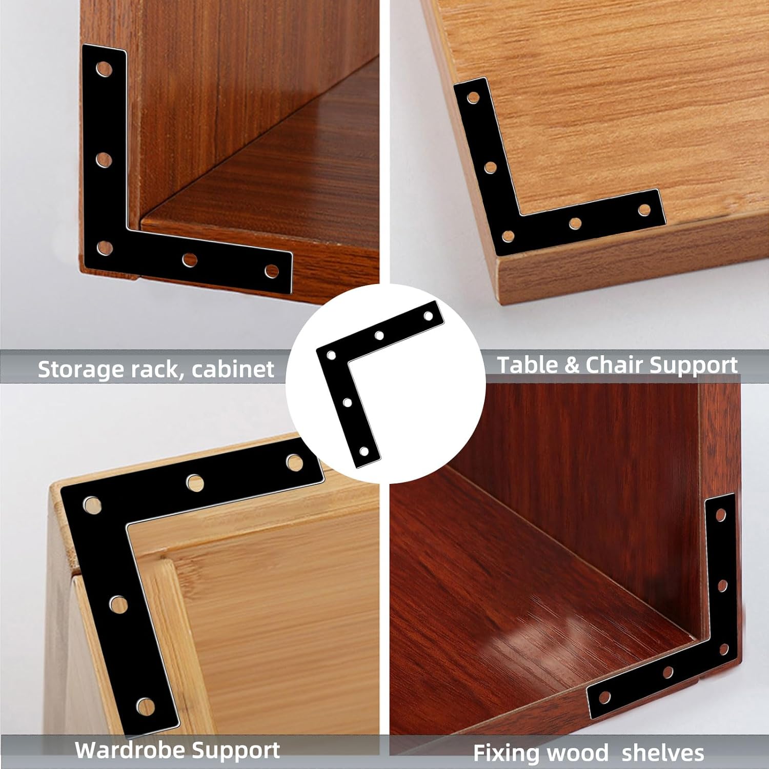 3-5/32" (80mm) Flat L Brackets 20 Pack - L-Shaped Mending Plate Corner Braces for 90 Degree Right Angle Fixing| Ideal for Wood Furniture/ Shelves/ Cabinets/ Beds - DIY Home Improvement Projects