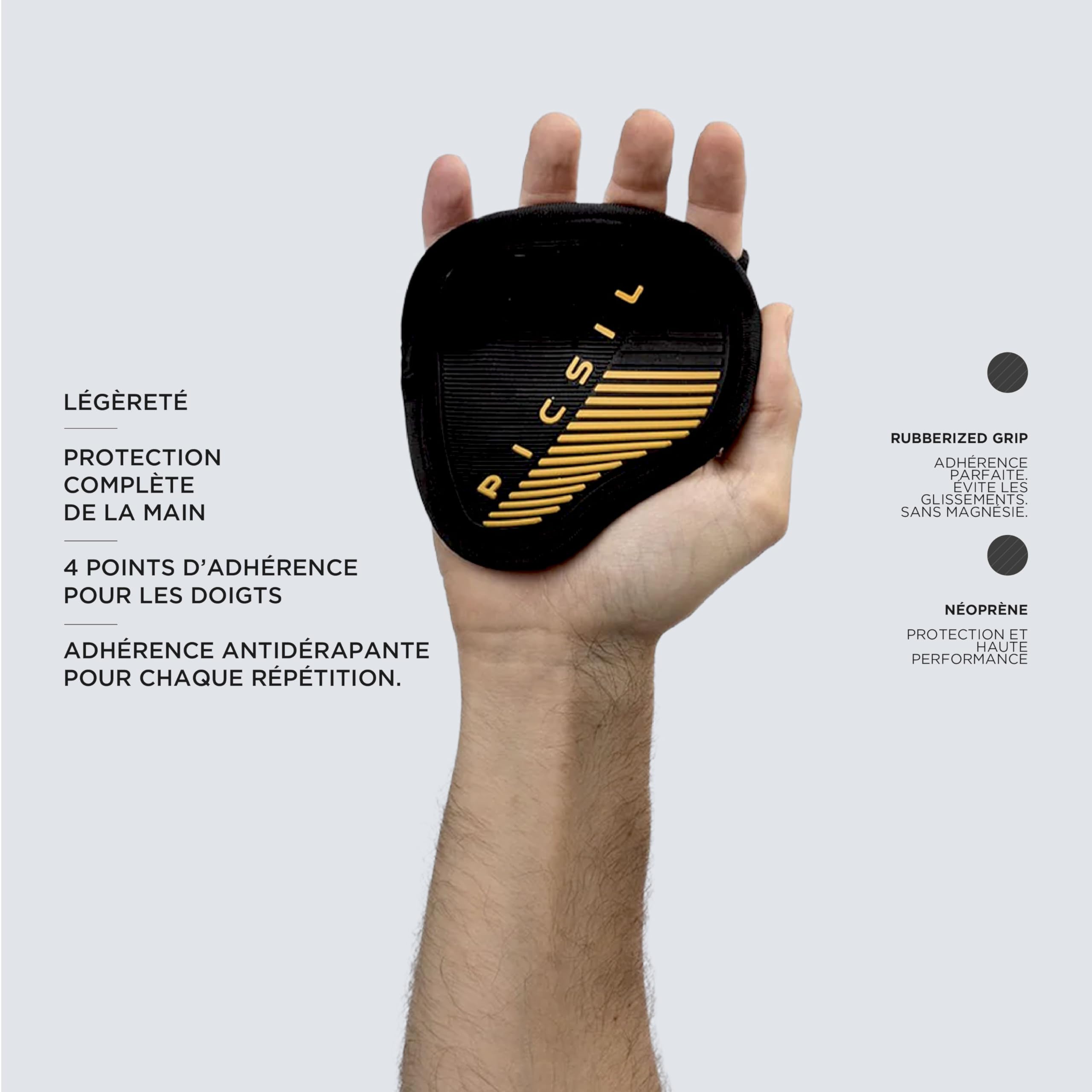 PICSIL Maniques en Néoprène pour Barre de Musculation – Grip Pads pour Tractions & Haltérophilie