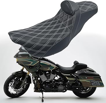 2up seat & Backrest for Harley Touring Street Glide Road King White