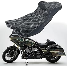 2 up seat &amp; Driver Backrest Fit for Harley Touring Driver Passenger Seat Harley Touring Road Glide Electra Glide Street Glide Road King 2009-2023 White+