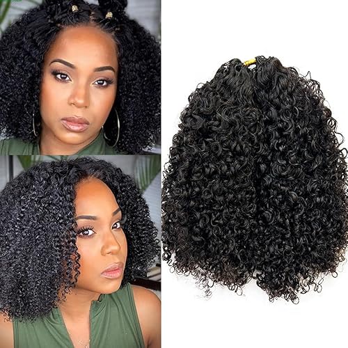 Crochet Human Hair Kinky Curly Pre-Separated Invisble Micro Loop Hair Extensions Seamless and Knotless Feather Crochet Human Hair For Twist Boho Braiding 16inch 120g