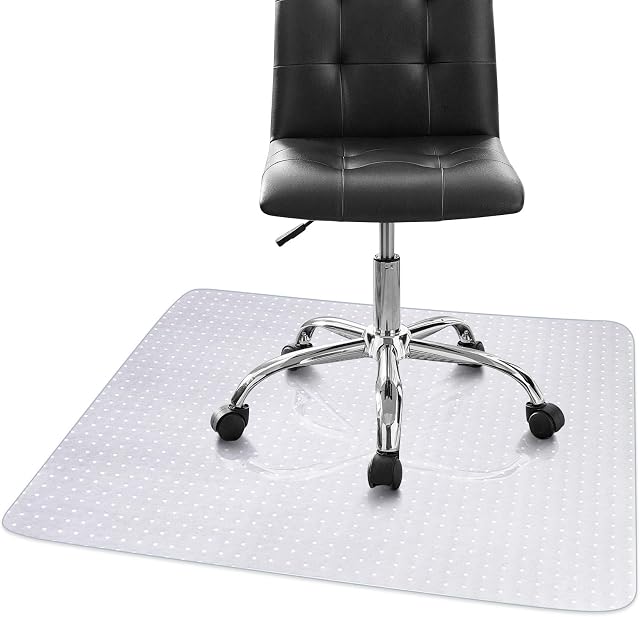 Rectangular Chair Mat for Carpet Protection, Clear Transparent PVC Floor Carpet Protector, Thick Large Anti Slip Floor Cover with Skid Resistant Studded Bottom for Home Professional Office Use
