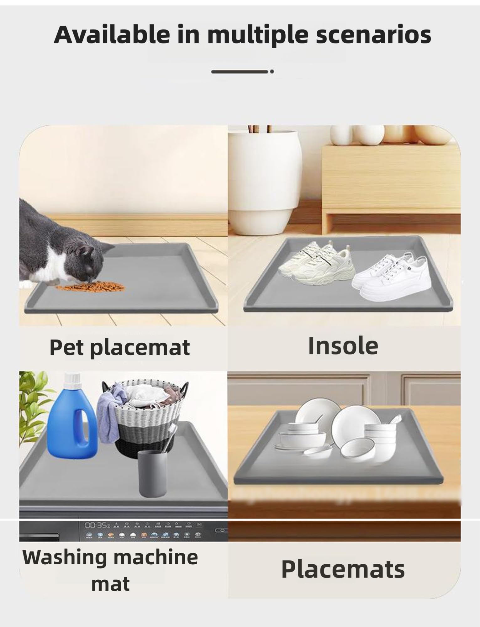 Alfombrilla de silicona con bordes elevados para evitar fugas de agua y daños en el suelo para equipos eléctricos como máquina de hielo, aire acondicionado portátil, humidificador y mini refrigerador