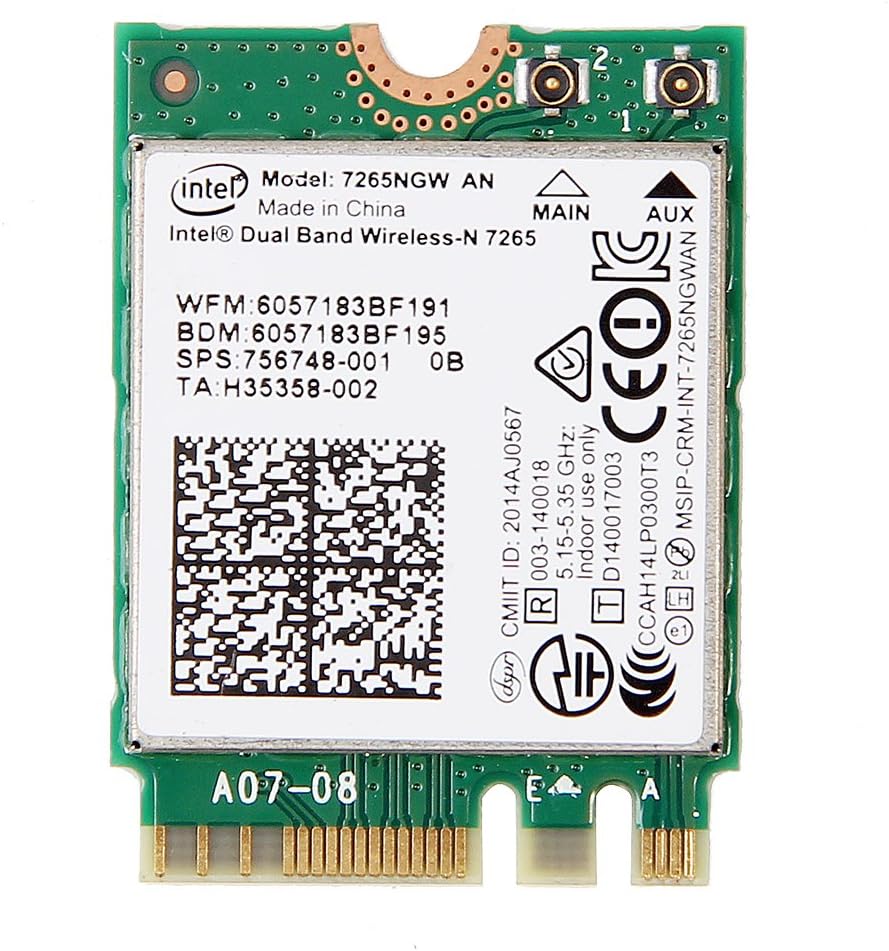 HP Intel Dual Band Wireless-N 7265 802.11agn Dual Band 2x2 Wi-Fi Bluetooth 4.0 Adapter 7265NGW AN 756748-001