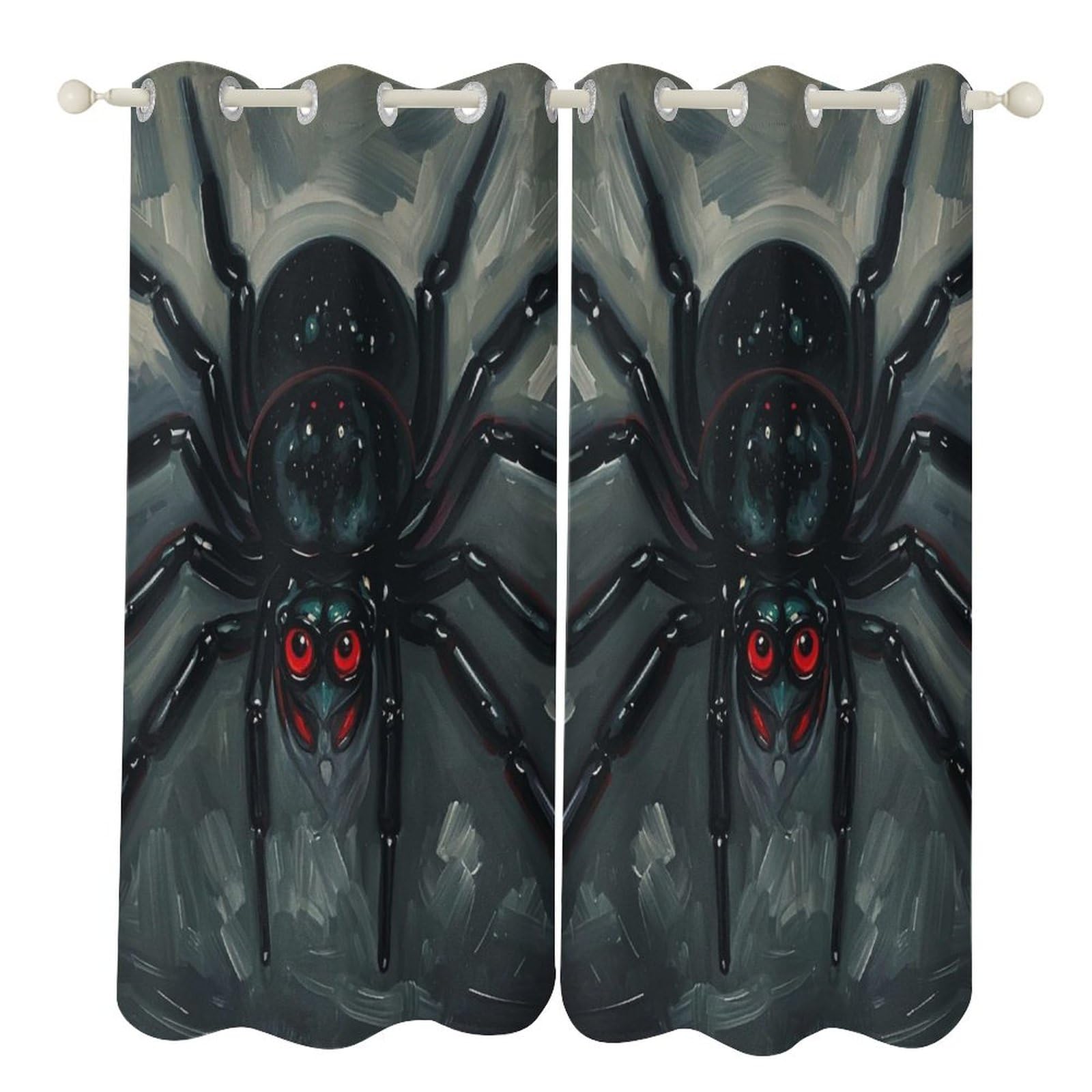 Rideaux de chambre occultants bleu marine motif araignée pour un sommeil calme