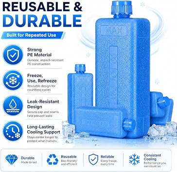 Ciieeo 8-Pack Reusable Ice Packs for Portable Air Conditioner Fan, Mini Freezer Blocks for Cooler Bags, Small Cooling Bricks for Lunch Box Picnic and Camping, Blue Evaporative Chiller Accessories