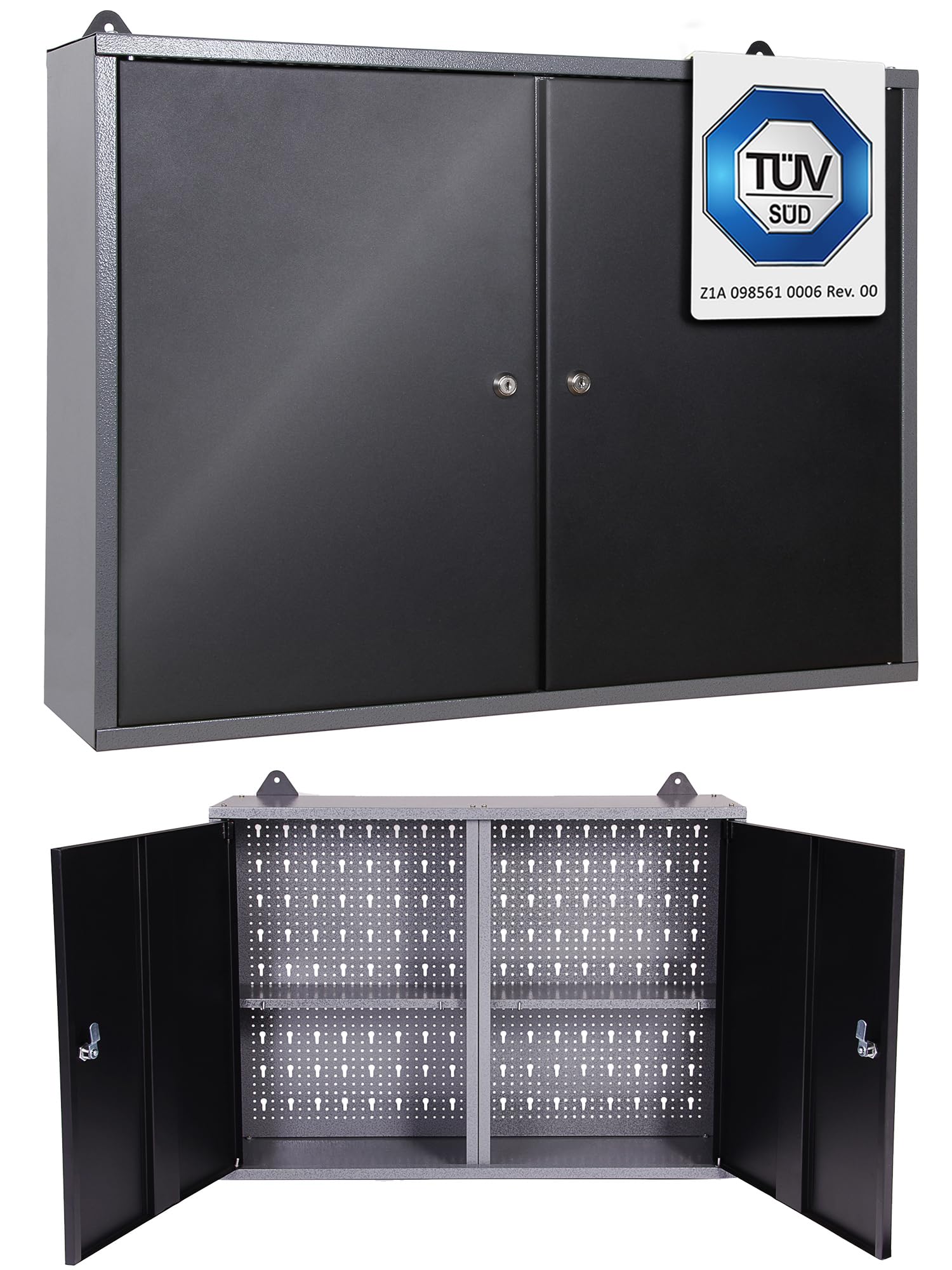 Ondis24 Werkstatt Set Werner 240 cm – Werkbank aus Buchenholz, 2 Werkzeugschränke, 6 Lochwände, 22-TLG. Haken-Set – stabile Werkstatteinrichtung mit 85 cm Arbeitshöhe