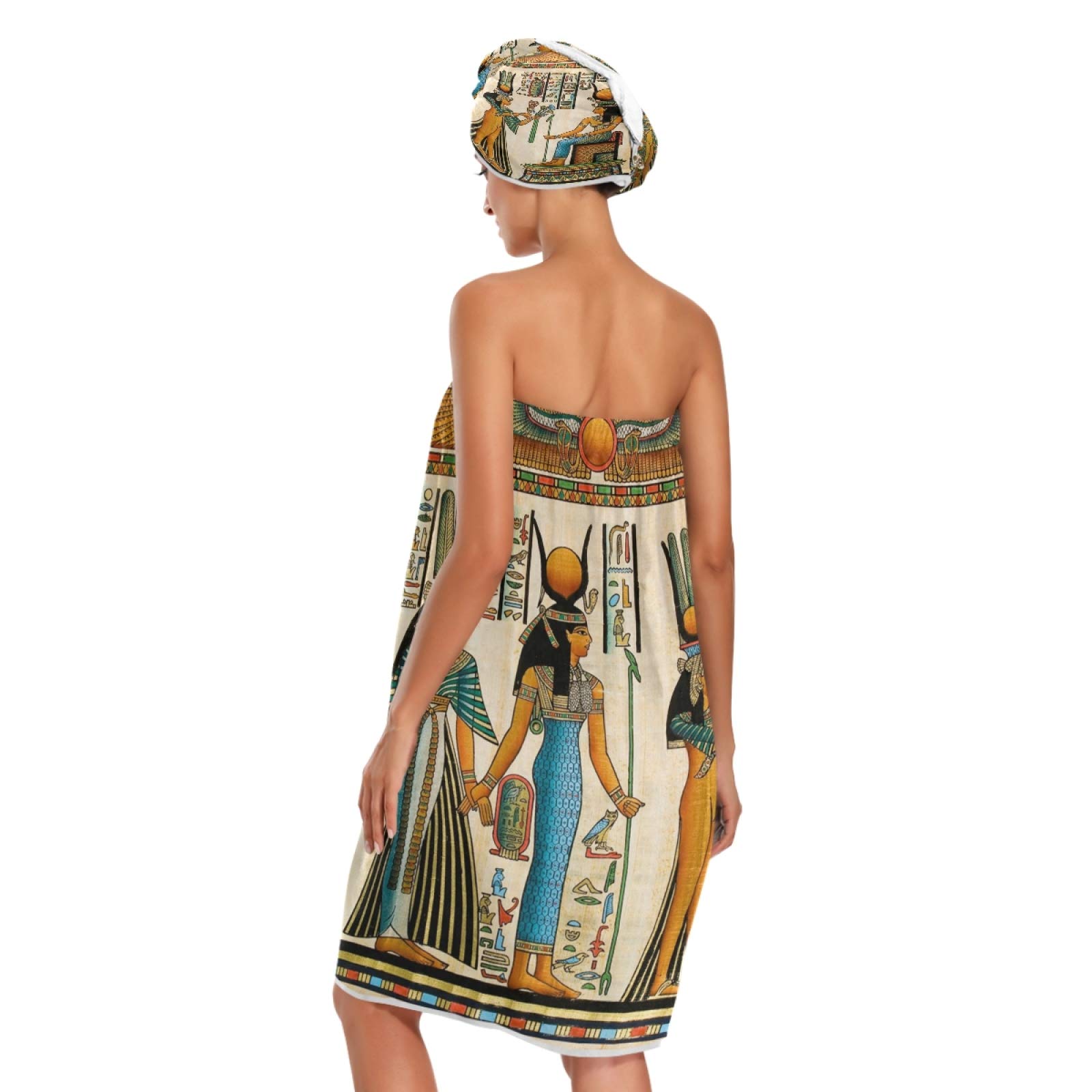 Blueangle Women's Soft Cozy Bath Towel Wrap Set for Beach Pool Swimming Shawl Bathing Suits Bathrobe Spa Cover Up, Queen of Egypt