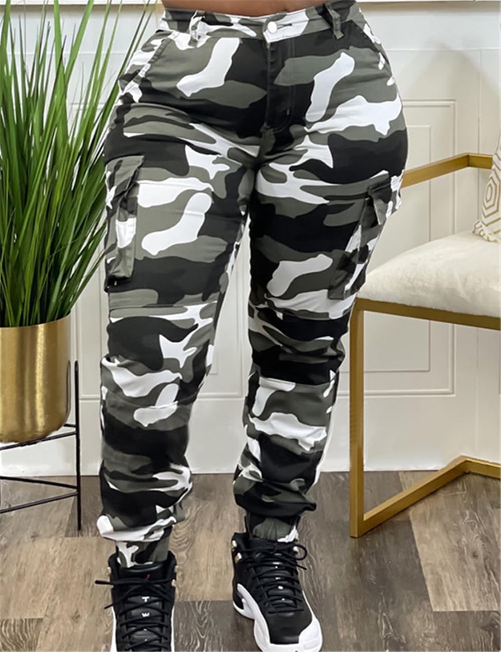 Women's Casual Cargo Camouflage Camo Pants with Pocket - Image 3