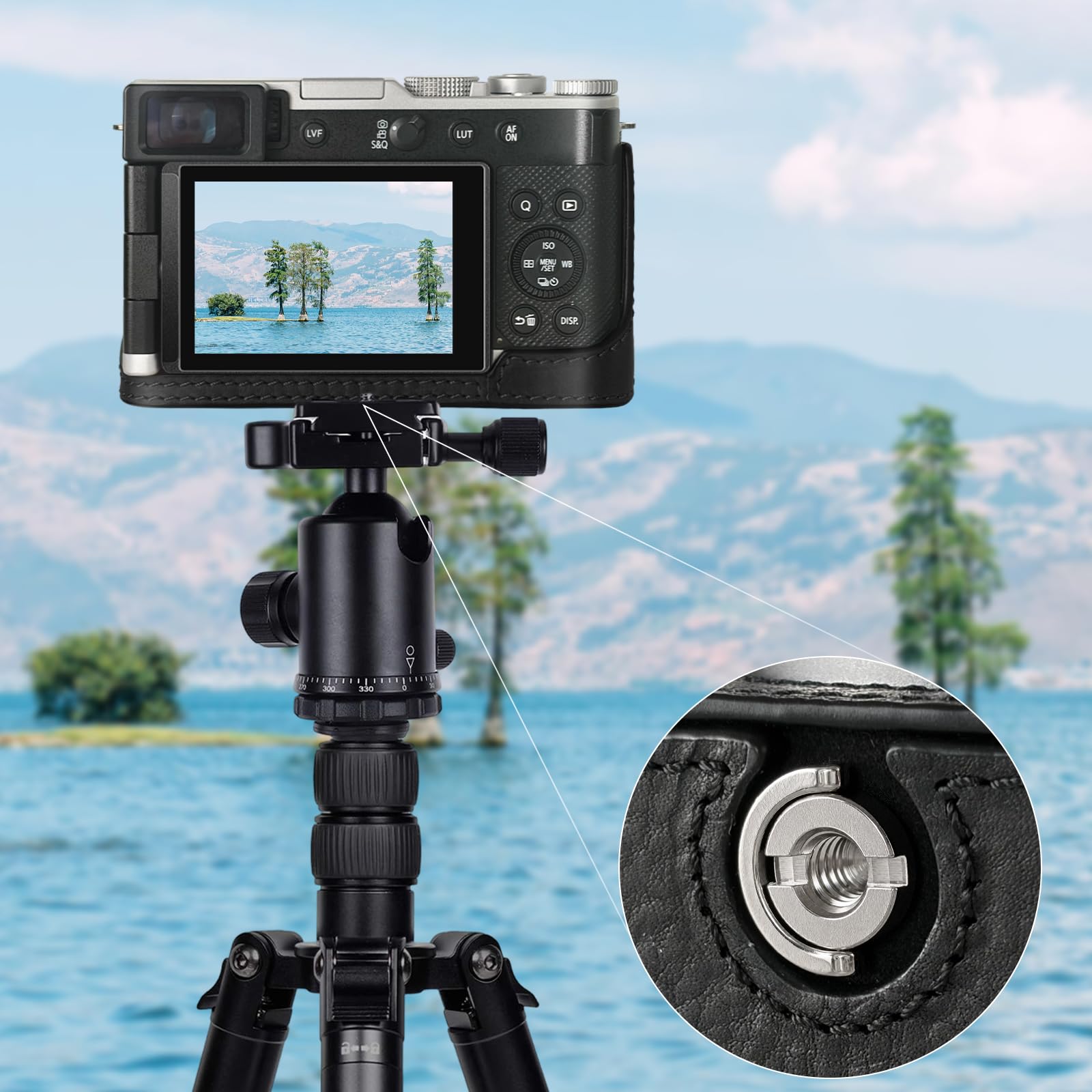 kinokoo Cuir Véritable Housse pour Panasonic LUMIX DC-L10 Caméra - Noir