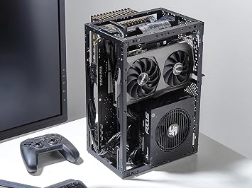 SSUPD Meshroom S V2 Mini-ITX Gaming PC Case (SFF), Full Mesh No Riser Cable, Compatible ATX MB/RX9070/5090/280mm AIO, USB Type-C (Black Variant B)