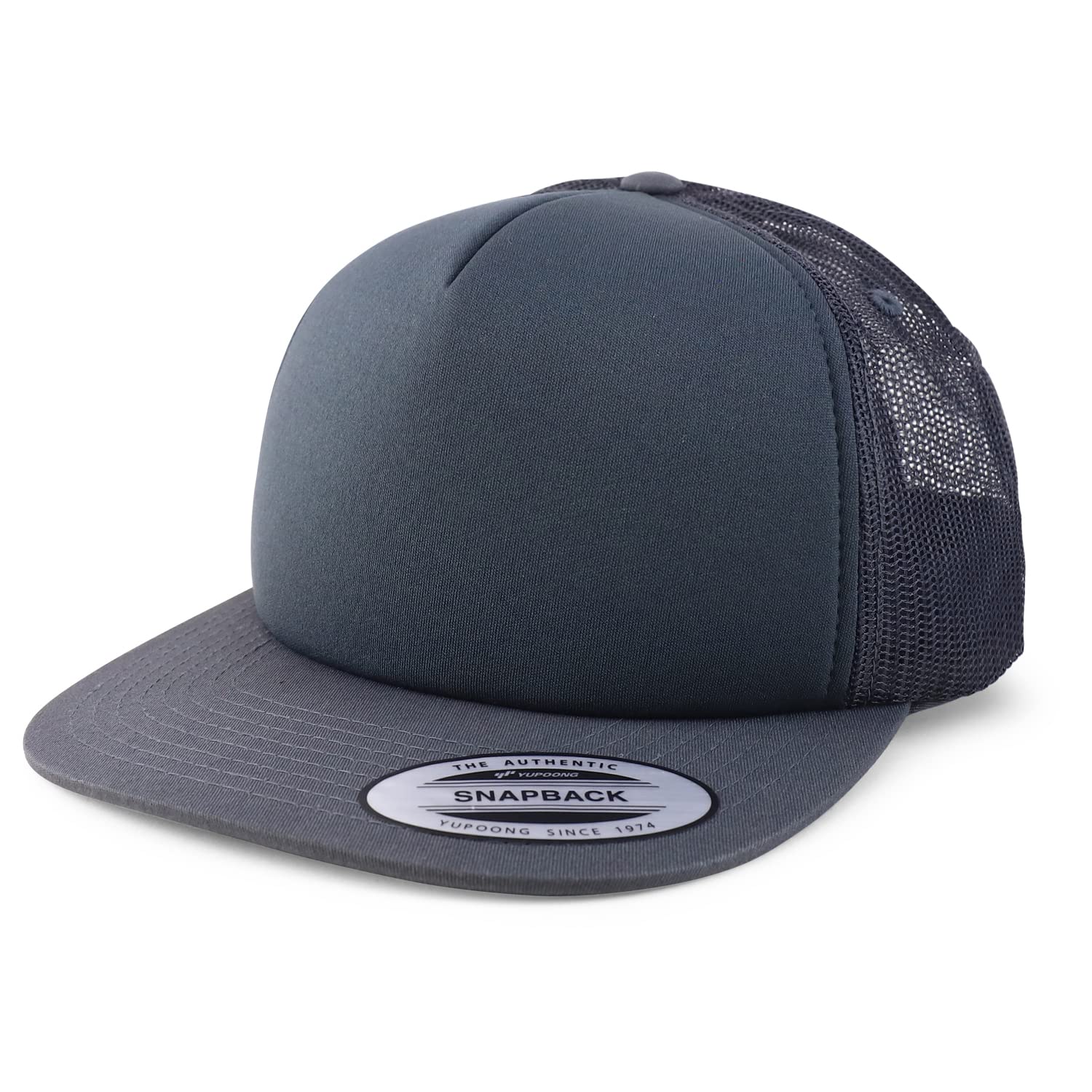 Armycrew XXL Oversize Foam Trucker Mesh Snapback Cap – Flat Bill, Navy, Fits Big Heads