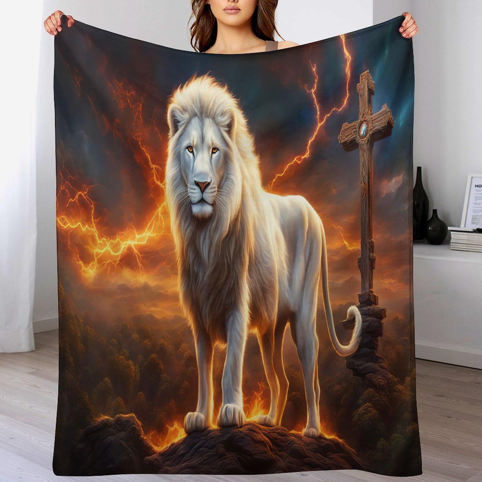 Couverture lion en flanelle douce de qualité supérieure pour lit double