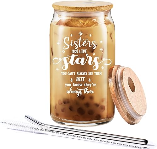 Regalos de Navidad para hermanas, regalos para hermanas de 16 onzas, cristal para el día de la madre, cumpleaños, regalos de Navidad para hermana