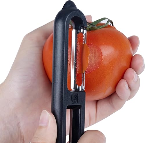 Miniatura 4 de Linoroso Pelador de verduras giratorio clásico - Hoja dentada (negro)