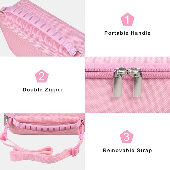 Canboc Carrying Case for Canon PowerShot V1 Hybrid Digital Camera & Accessory Kit (Flexible Tripod, Adapter and More), V1 Camera Bag with Strap, Mesh Pocket fit Cable, Battery, Battery Charger, Pink