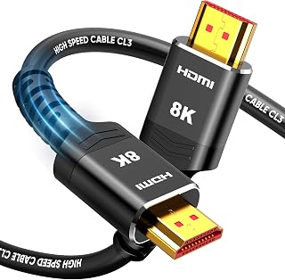 Highwings 15FT HDMI 2.1 Cable 8K@60Hz 4K@120Hz 48Gbps CL3 In-Wall Rated - Durable eARC VRR for Gaming & Home Theater