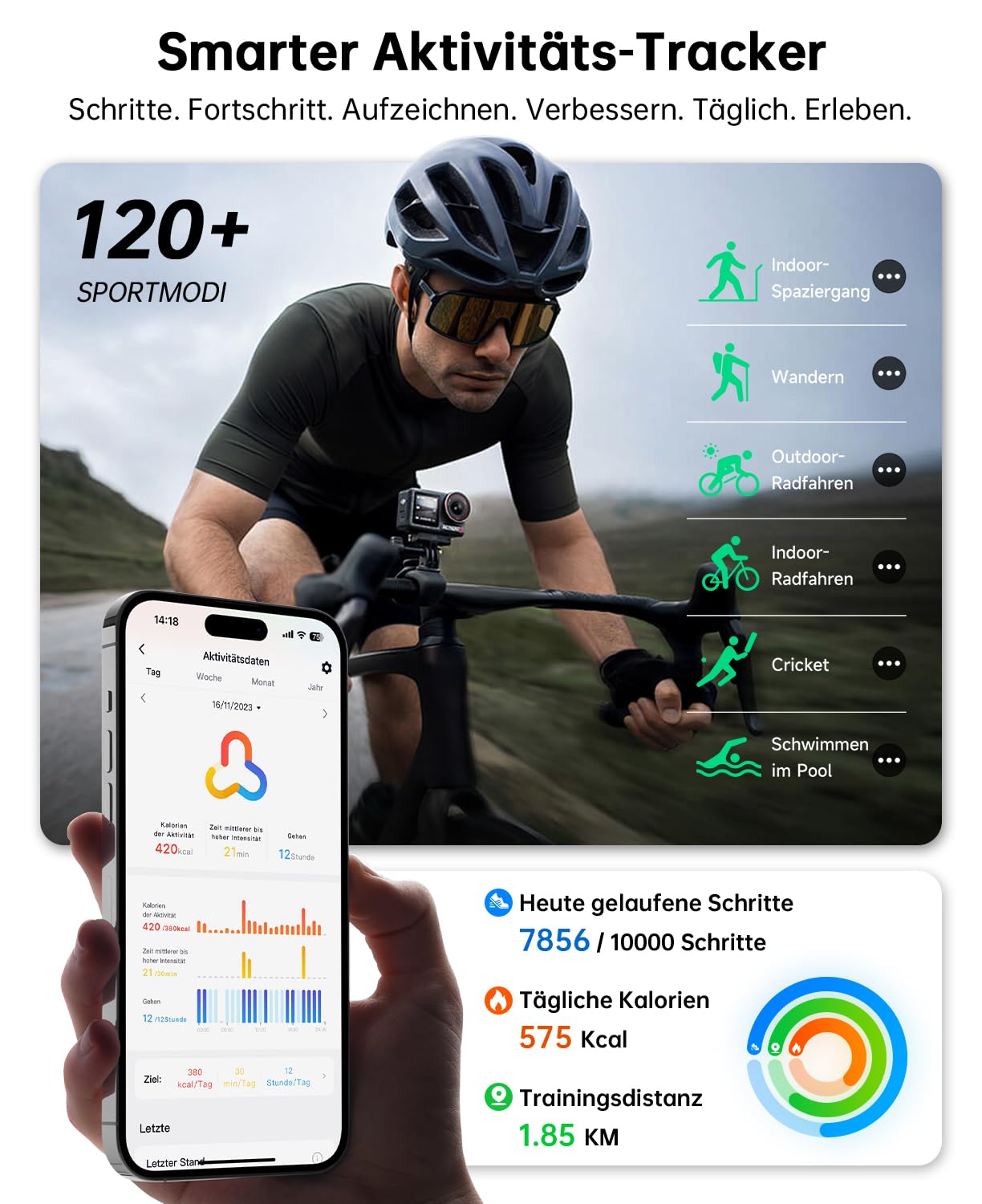 Smartwatch Damen Herren 1.85" 2 Armbänder für Samsung Android iOS