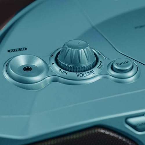 Vista 50 de Aiwa Boombox portátil, sonido cristalino con 3W x 2 altavoces y función de bajos, con una pantalla LCD de 7 pulgadas, conectividad Bluetooth, radio