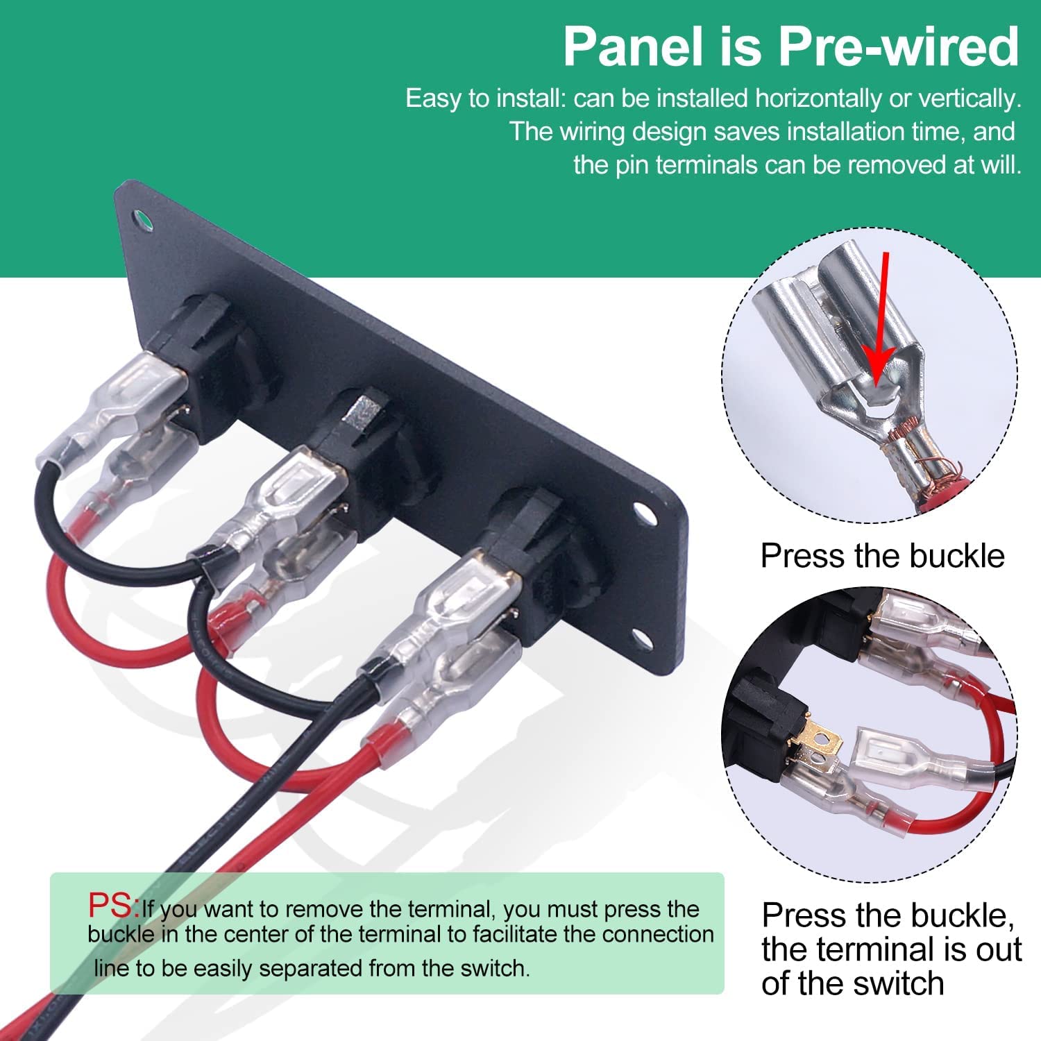 RUNCCI-YUN 3-pasmowy panel przełącznika kołyskowego,Czerwony panel przełącznika LED 12-24V,SPST Okrągły przełącznik samochodowy do samochodu, karawana, ciężarówka, łódź